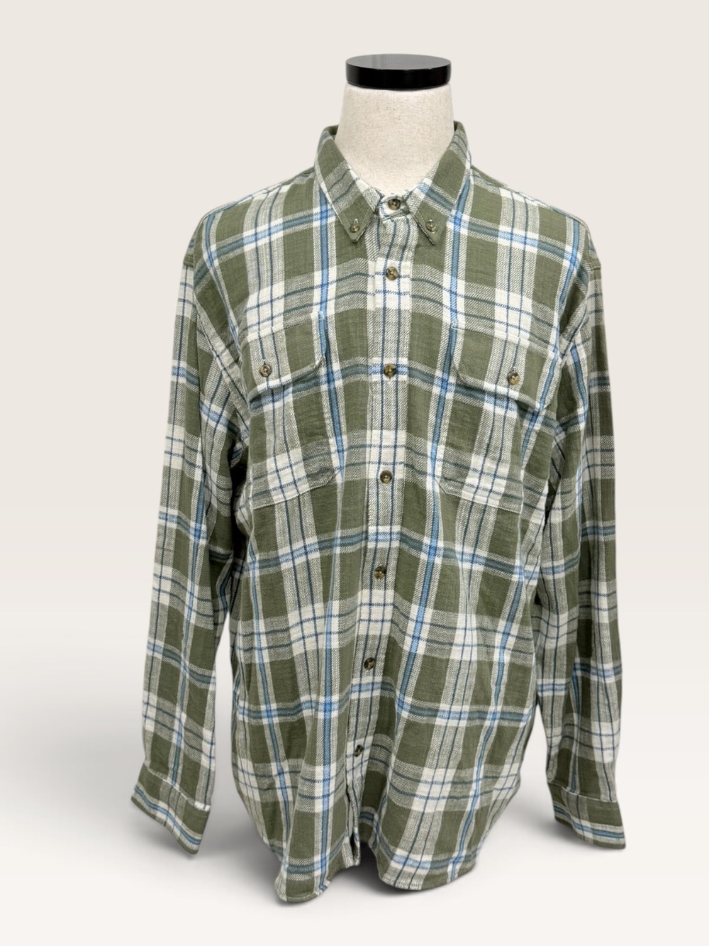 L.L.Bean 1912 Field Flannel Plaid Shirt Slightly Fitted Deep Olive XXL NWT - Picture 2 of 15